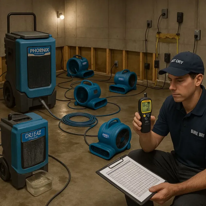 Structural Drying and Dehumidification process in Cross Mountain, TX